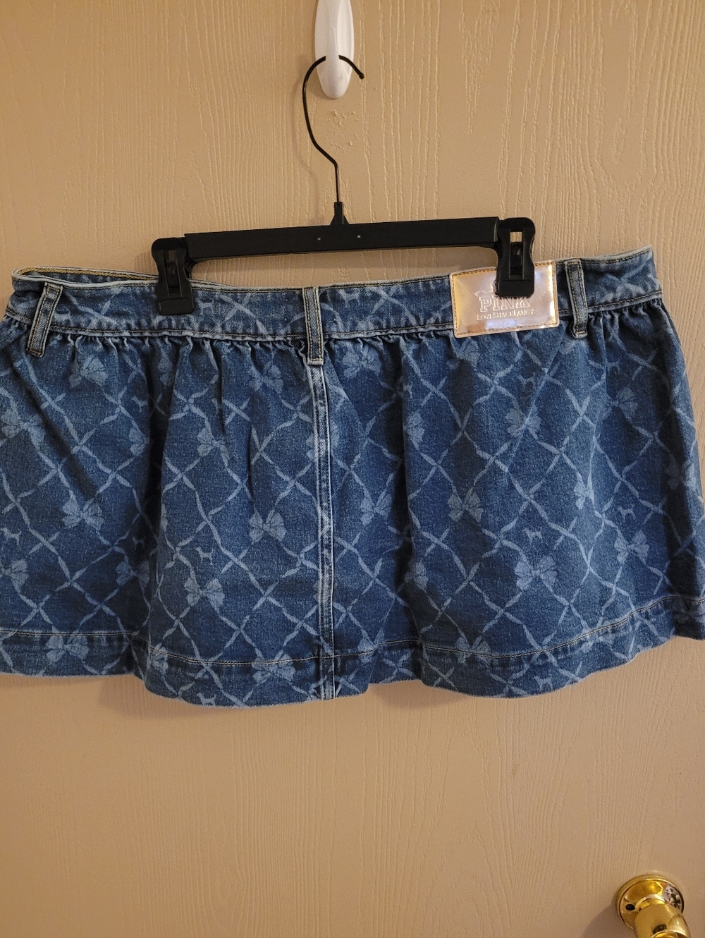 Victoria's Secret Pink × Loveshackfancy Micro Mini Bow Denim Skirt XXL NWT - Picture 4 of 9
